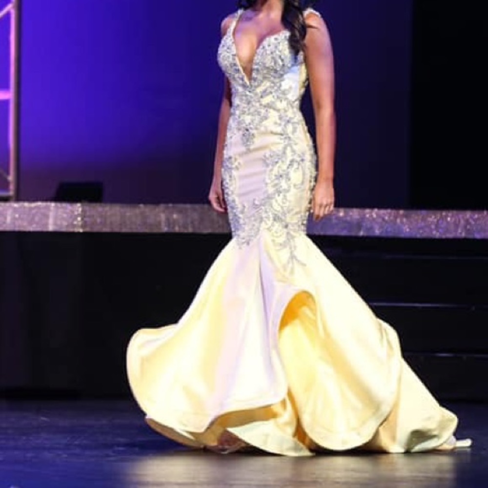 COPY - Gorgeous Yellow MacDuggal Couture Gown 2 pageant prom